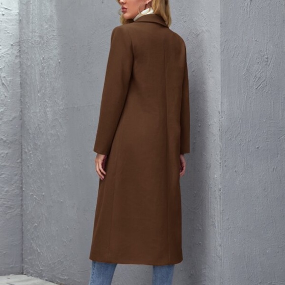 Cozy Camel Tan wide collar coat jacket trench PeaCoat - Picture 6 of 12